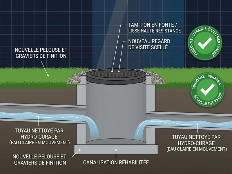Exemple de regard d'assainissement après curage et réhabilitation